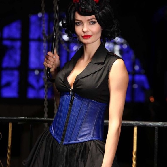 Blue Leather Waist Cincher - Picture 2 of 3